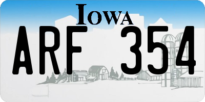 IA license plate ARF354