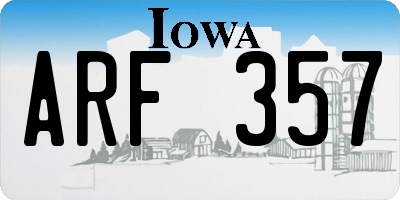 IA license plate ARF357