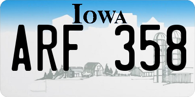 IA license plate ARF358
