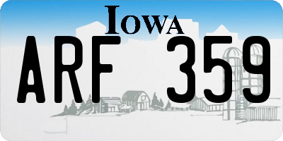 IA license plate ARF359