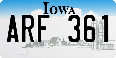 IA license plate ARF361