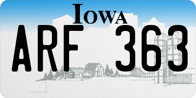 IA license plate ARF363