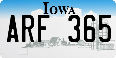 IA license plate ARF365