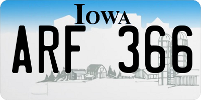 IA license plate ARF366