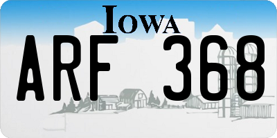 IA license plate ARF368