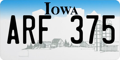 IA license plate ARF375