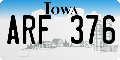 IA license plate ARF376