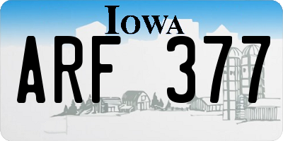 IA license plate ARF377