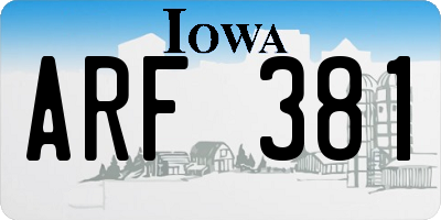 IA license plate ARF381