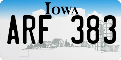 IA license plate ARF383