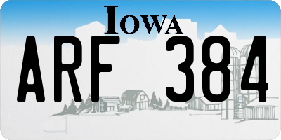 IA license plate ARF384