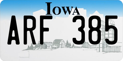IA license plate ARF385