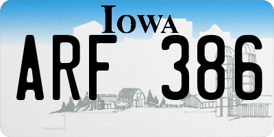 IA license plate ARF386