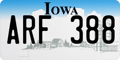 IA license plate ARF388