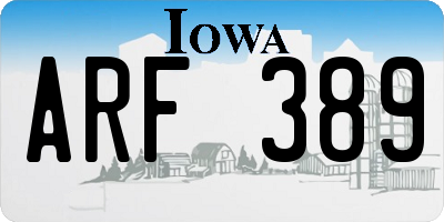 IA license plate ARF389