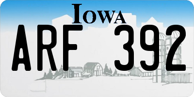 IA license plate ARF392