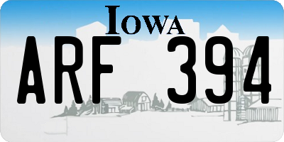 IA license plate ARF394