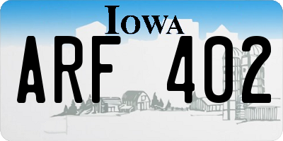 IA license plate ARF402