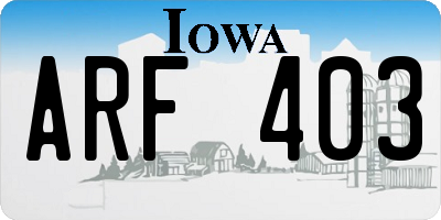 IA license plate ARF403