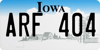 IA license plate ARF404