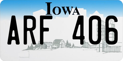 IA license plate ARF406