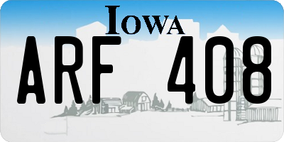 IA license plate ARF408