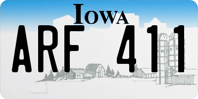 IA license plate ARF411