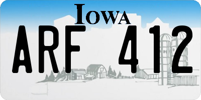 IA license plate ARF412