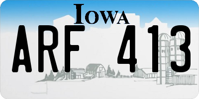 IA license plate ARF413