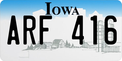 IA license plate ARF416