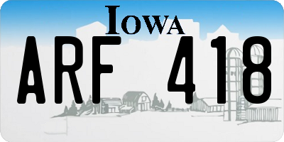 IA license plate ARF418