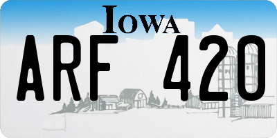 IA license plate ARF420