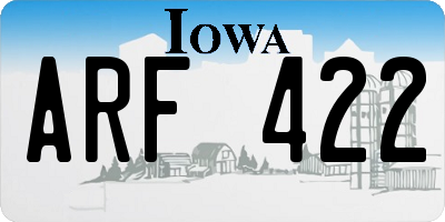IA license plate ARF422