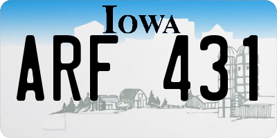IA license plate ARF431