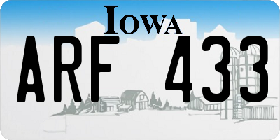 IA license plate ARF433
