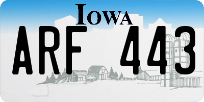 IA license plate ARF443