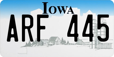 IA license plate ARF445