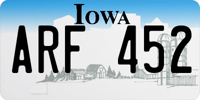 IA license plate ARF452