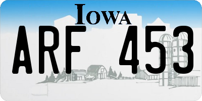 IA license plate ARF453