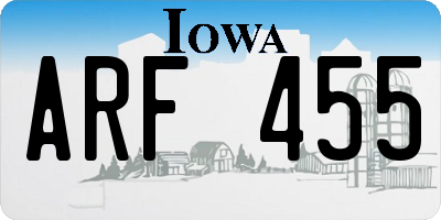 IA license plate ARF455