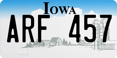 IA license plate ARF457