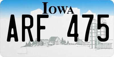 IA license plate ARF475