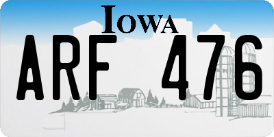 IA license plate ARF476