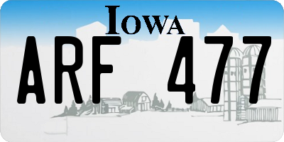 IA license plate ARF477