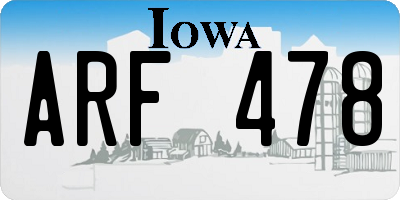 IA license plate ARF478