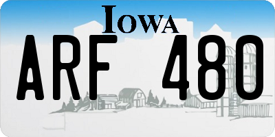 IA license plate ARF480