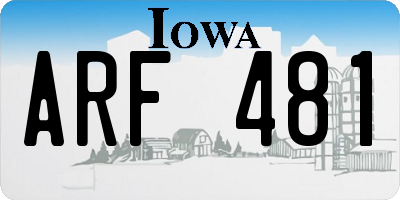 IA license plate ARF481