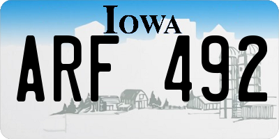 IA license plate ARF492