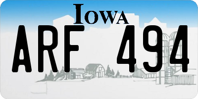 IA license plate ARF494