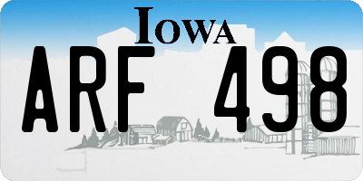 IA license plate ARF498